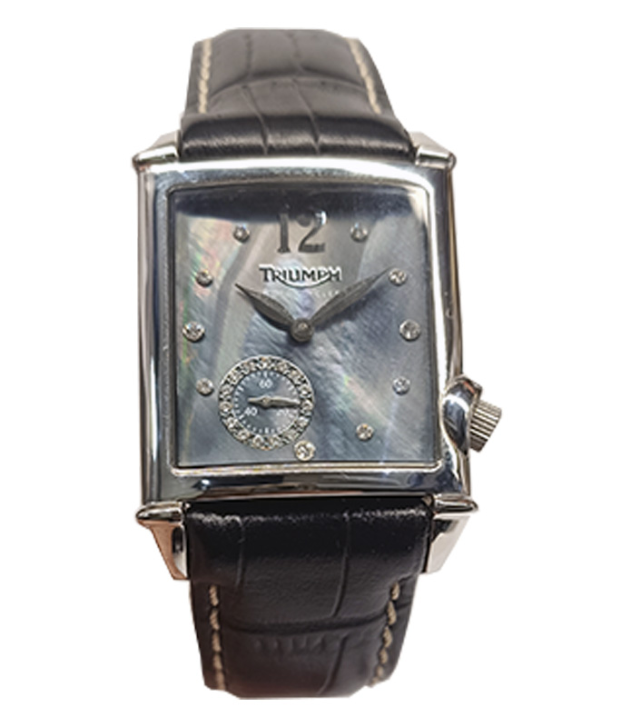 Ρολόι Χειρός TRIUMPH 5022-01 Black Leather Strap Swarovski TRIUMPH